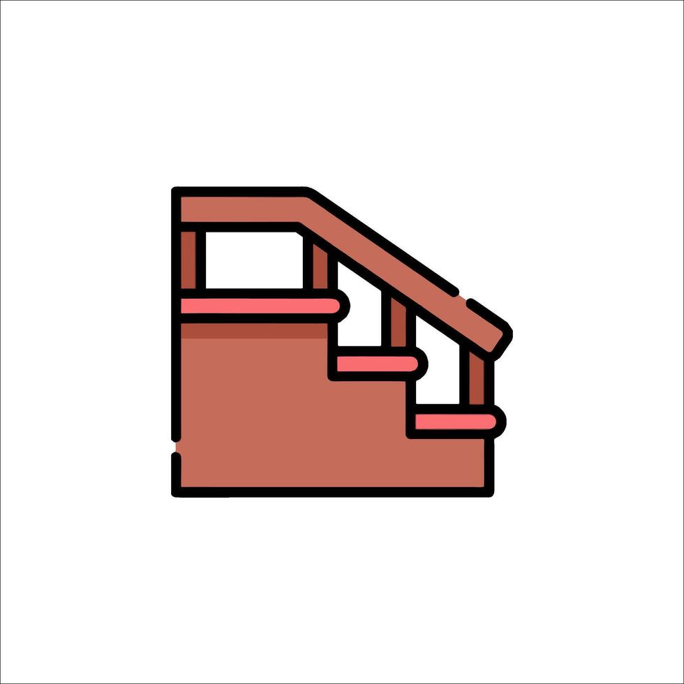 A stairway with a handrail and a ladder vector