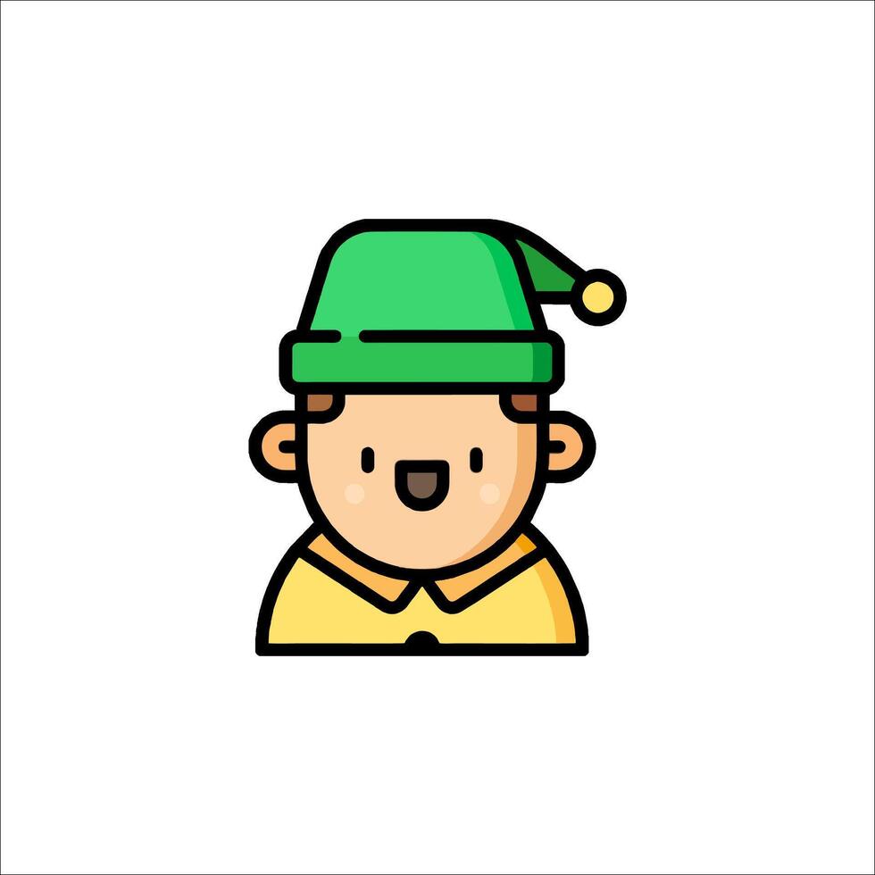 A cartoon elf hat icon with a man's face vector