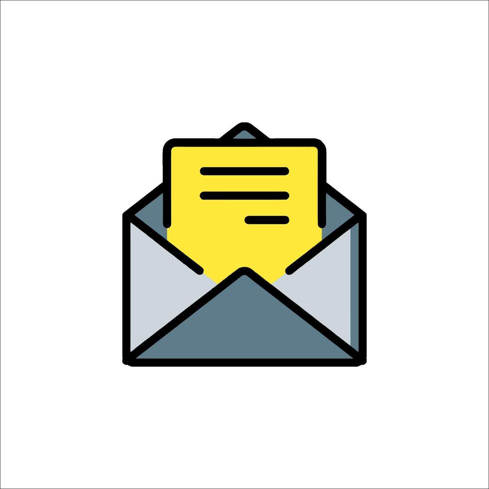 An email envelope icon with a yellow envelope vector