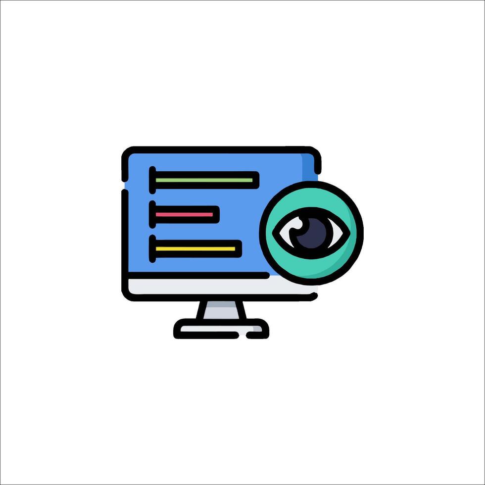 A computer monitor with an eye icon vector