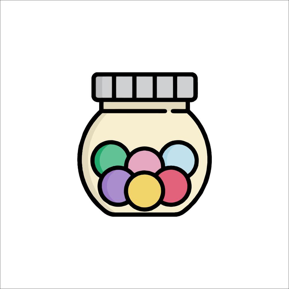 A jar filled with colorful candies icon vector