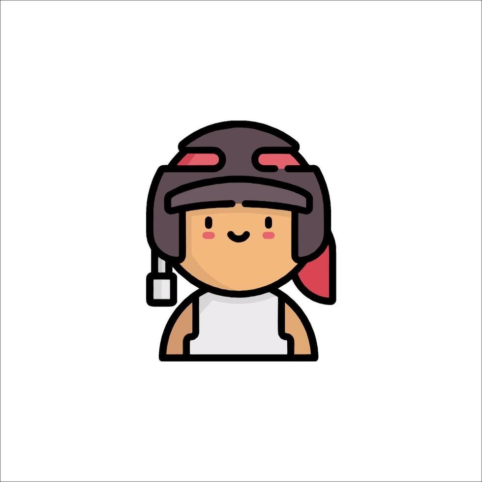 A cartoon character wearing a helmet and holding a remote vector