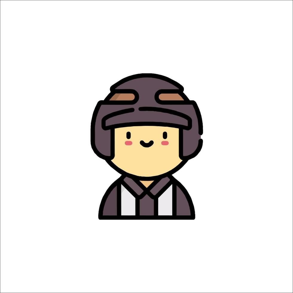 A cartoon character with a helmet on vector
