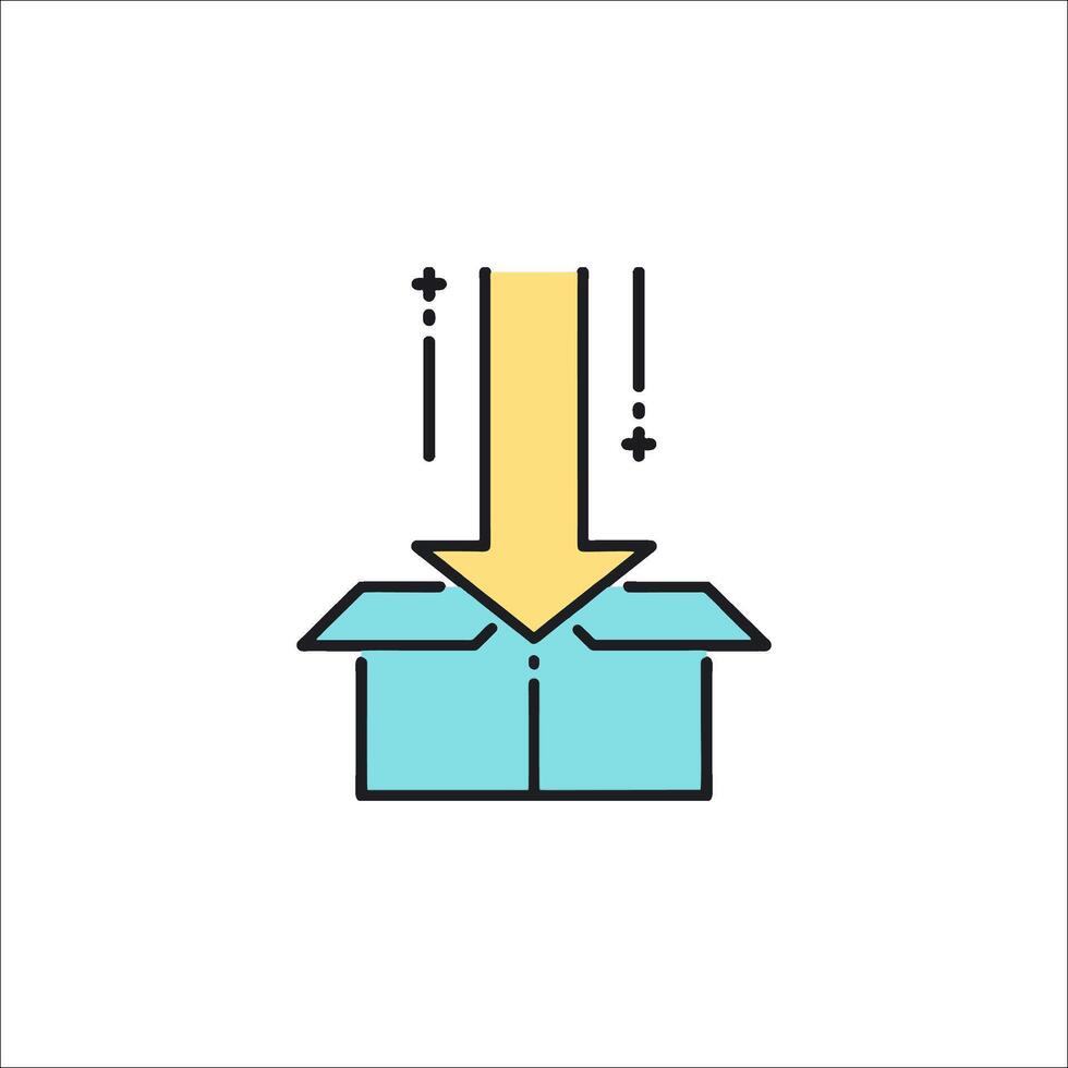 A box with an arrow pointing out of it vector