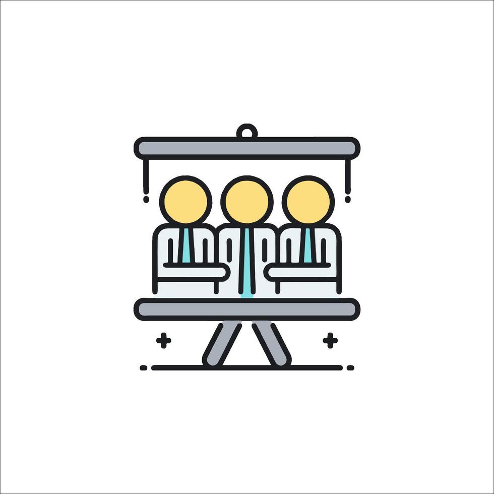 A line icon of people sitting at a table vector
