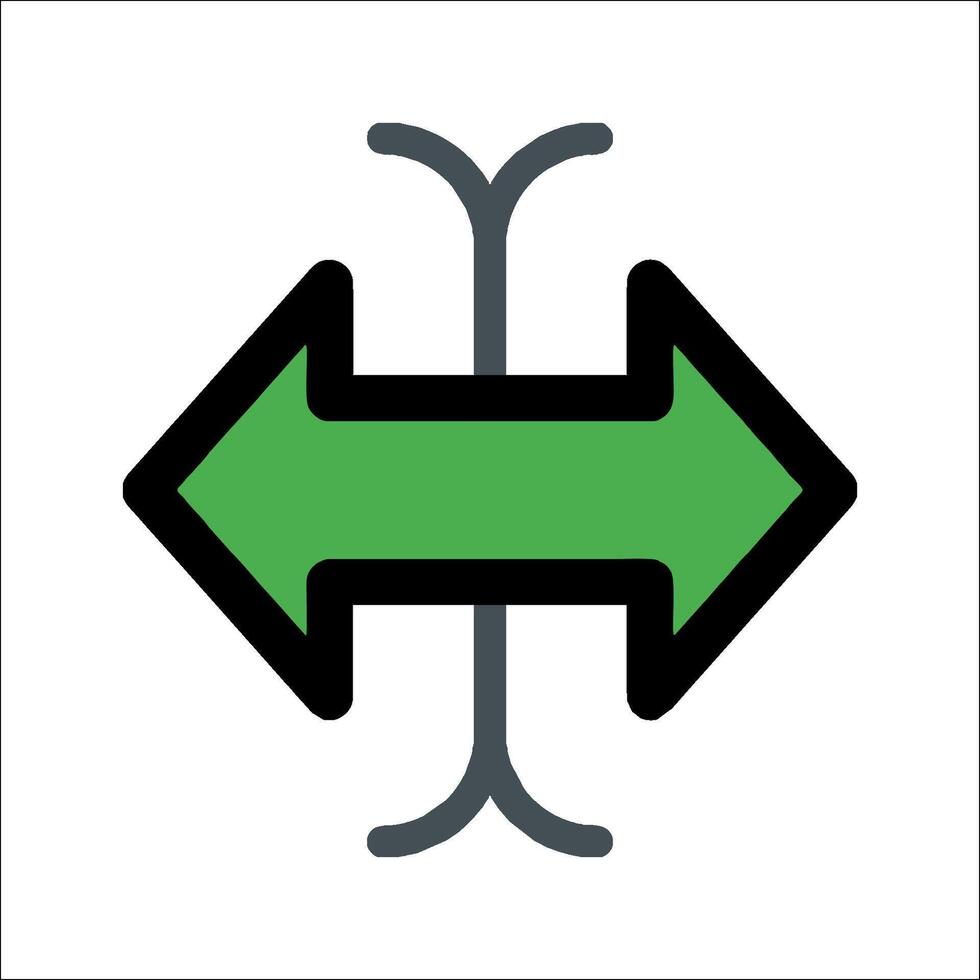 A green arrow pointing to the left and right vector