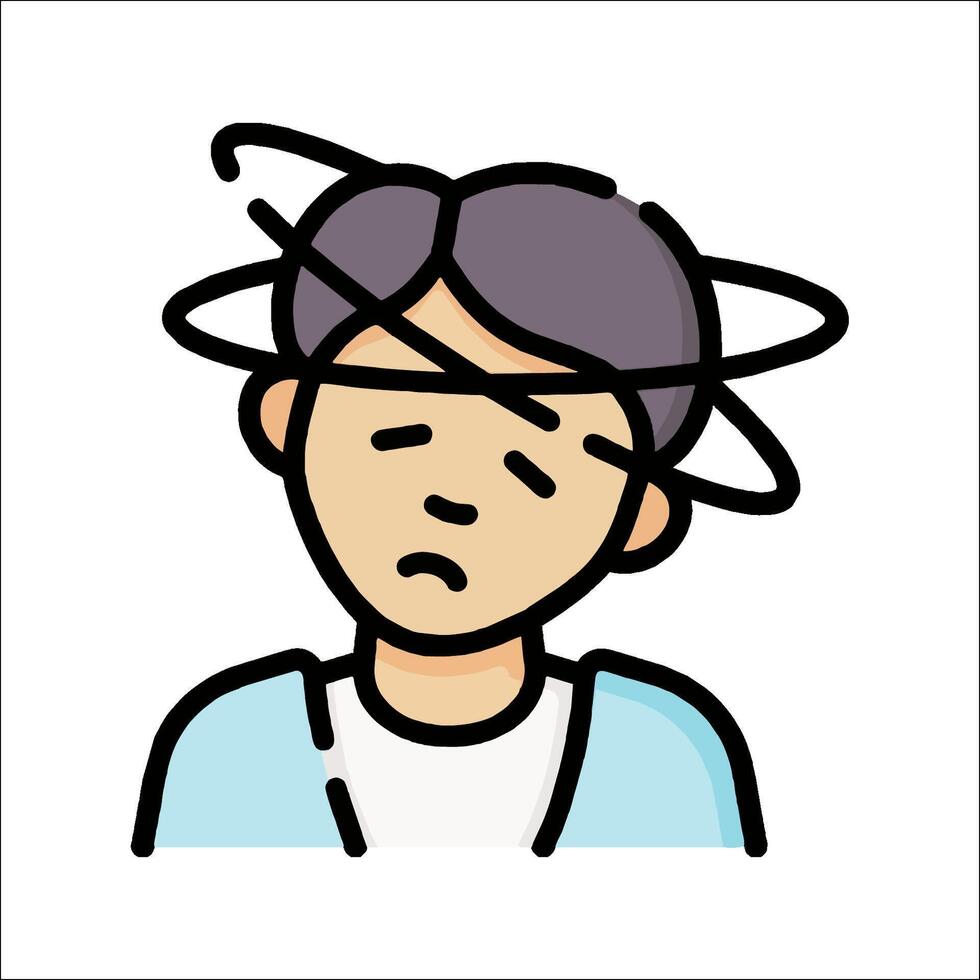 A cartoon man with a headache on his head vector