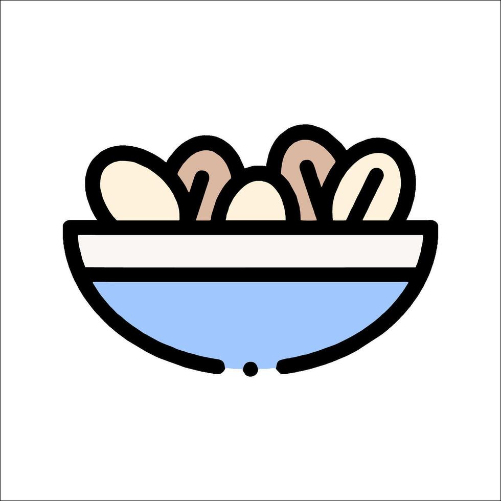 A bowl of nuts in a blue and white design vector
