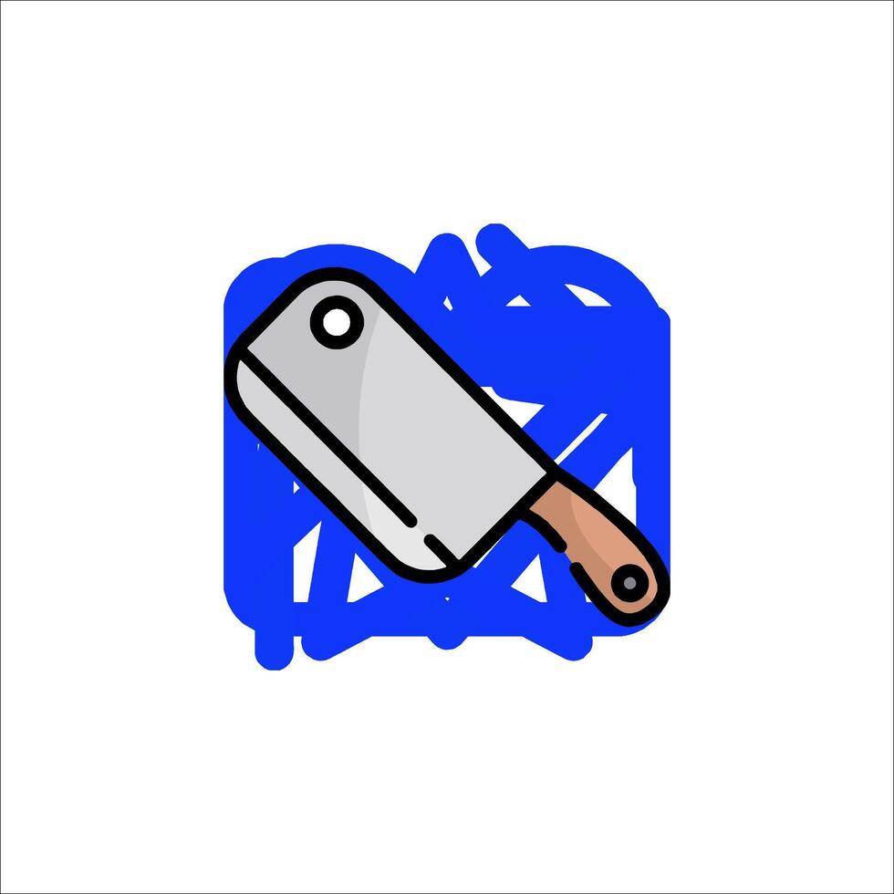 A knife is sitting on a blue square vector