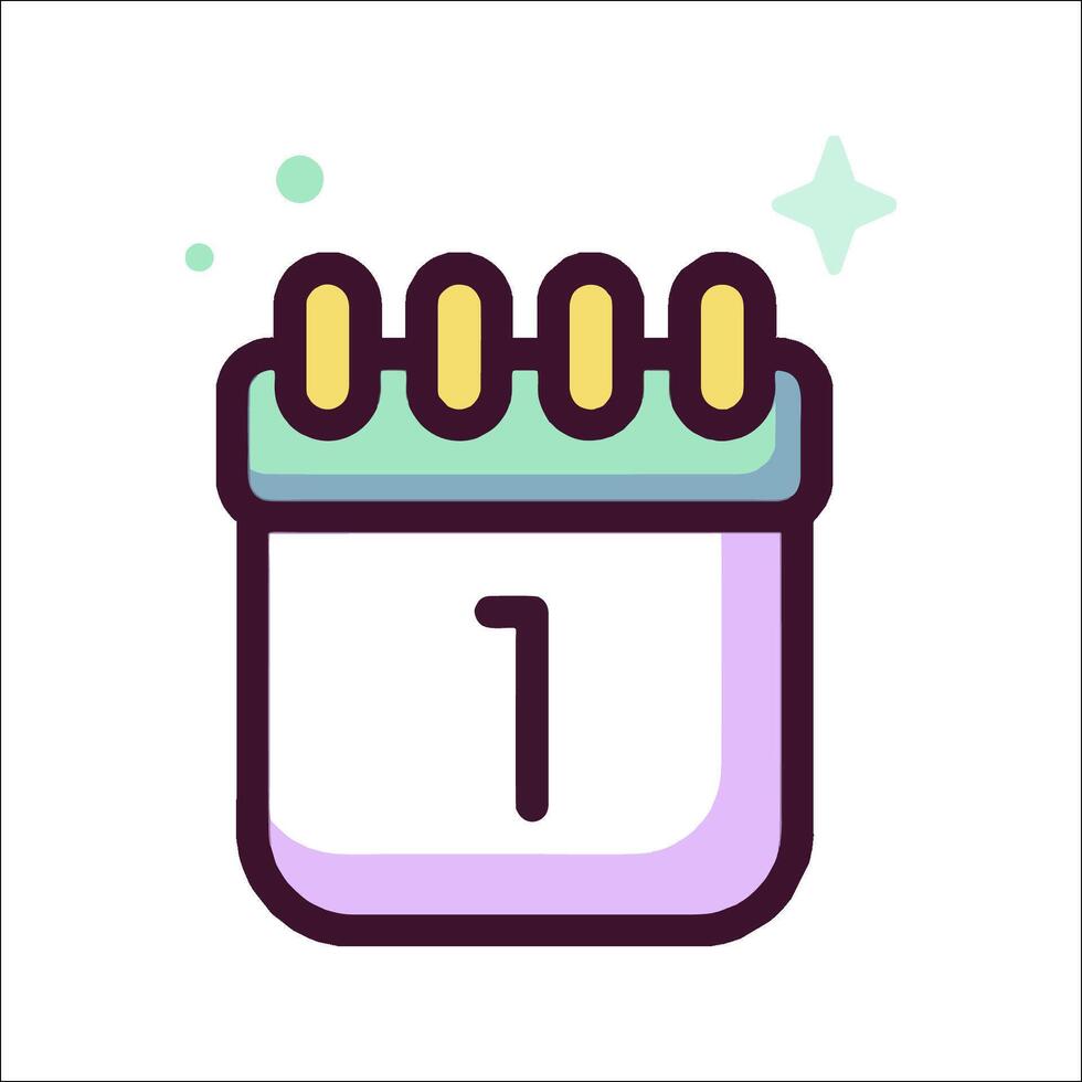 A calendar icon with the number one on it vector