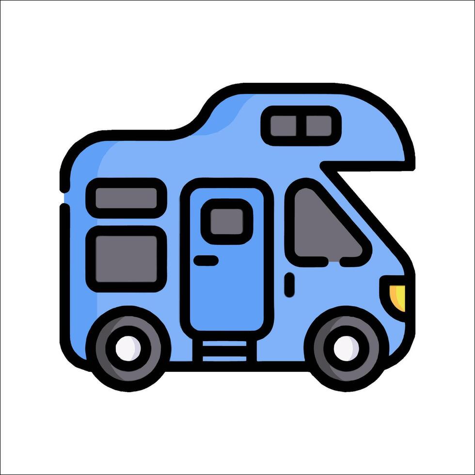 A blue camper van icon on a white background vector