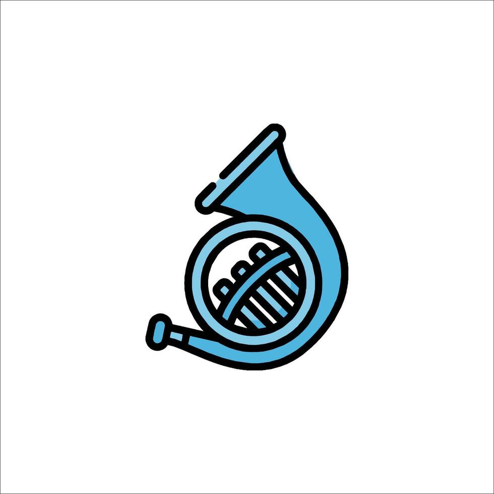 A blue and black line drawing of a horn vector