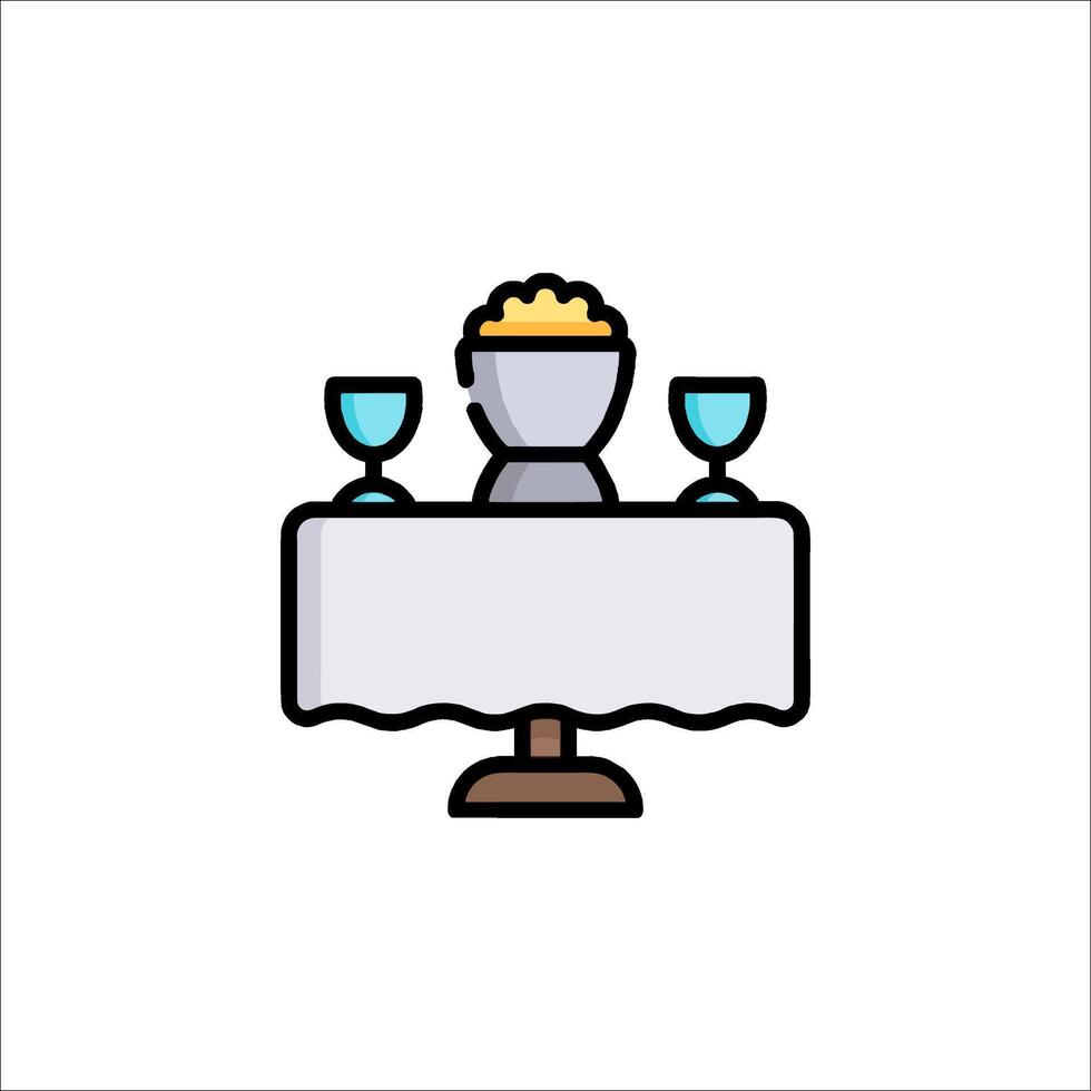 A table with a bowl of food and glasses vector
