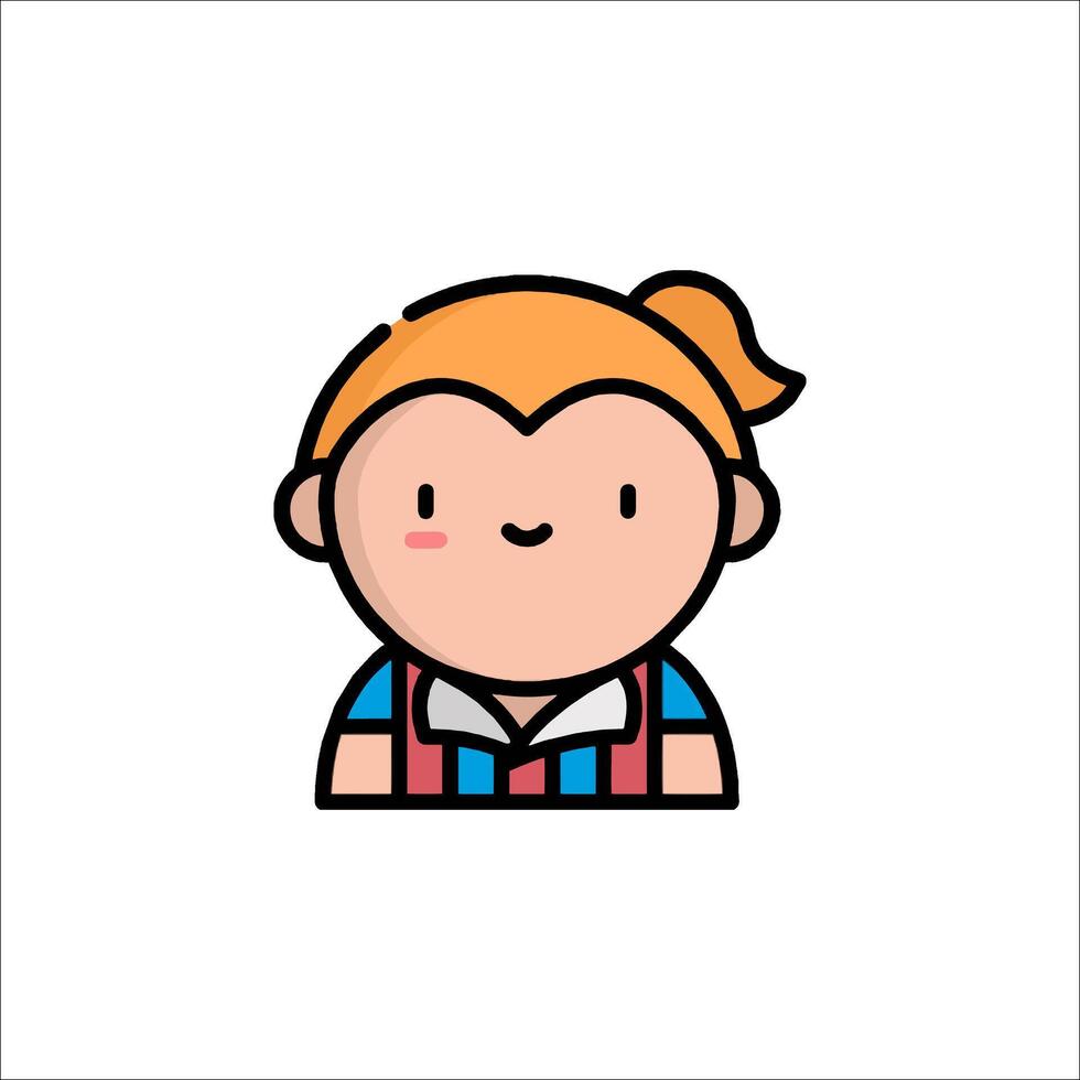 A cartoon girl with a red hair and a blue shirt vector