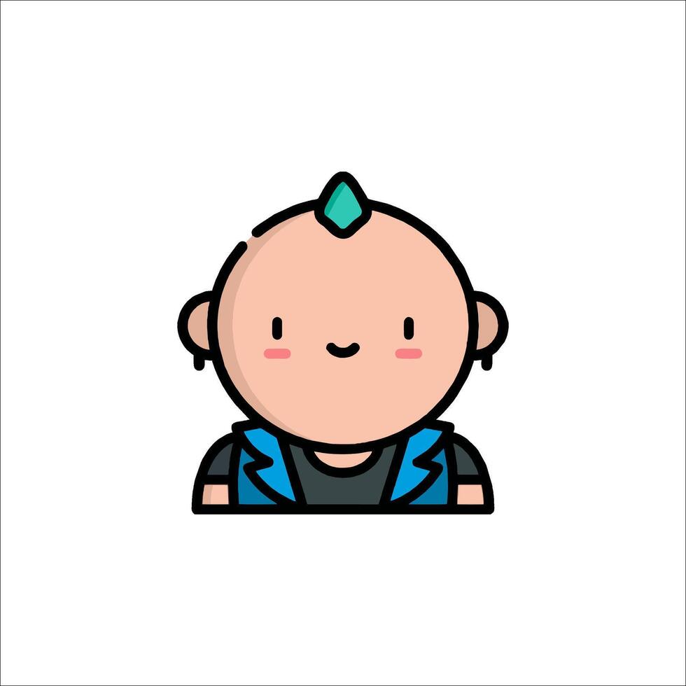 A cartoon character with a mohawk and a blue shirt vector