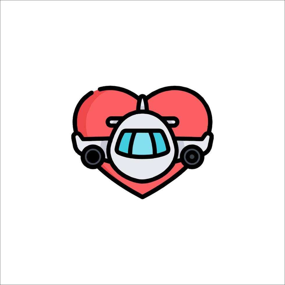 A plane is in the shape of a heart vector