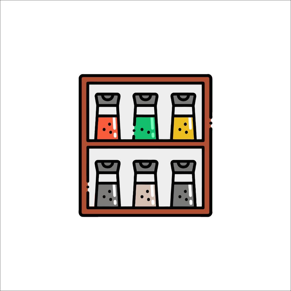 Salt and pepper in a cabinet icon vector