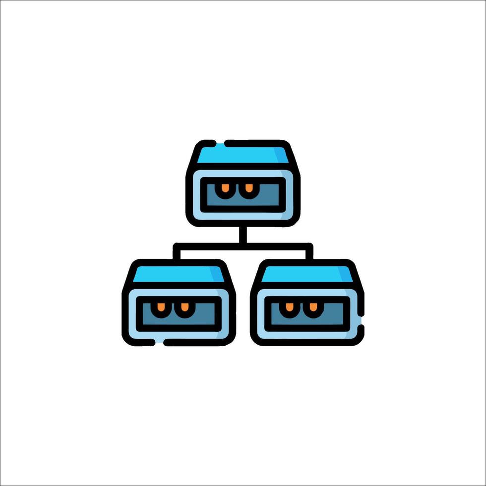 A server rack with two servers on top vector