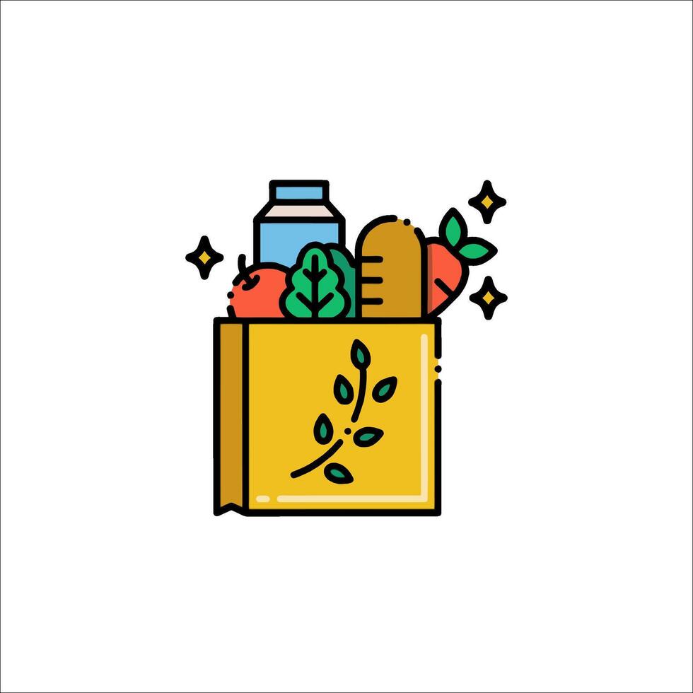 A grocery bag with food and other items vector
