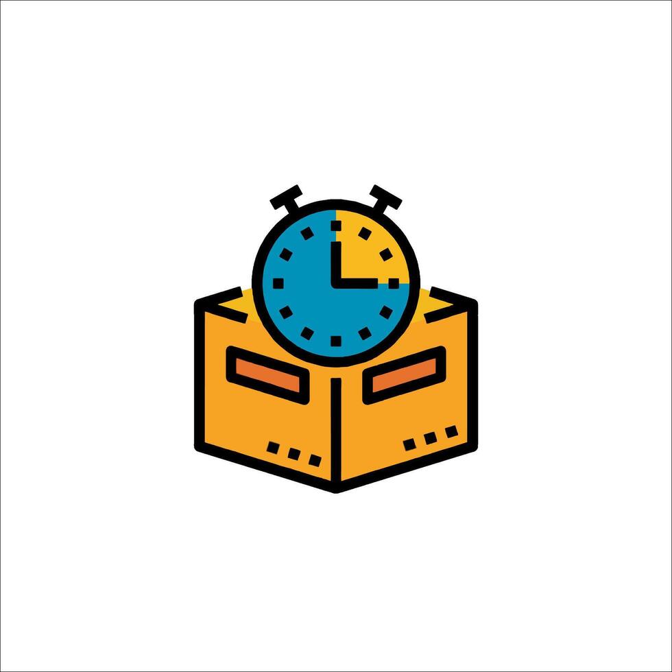 A clock on top of a box with a timer vector