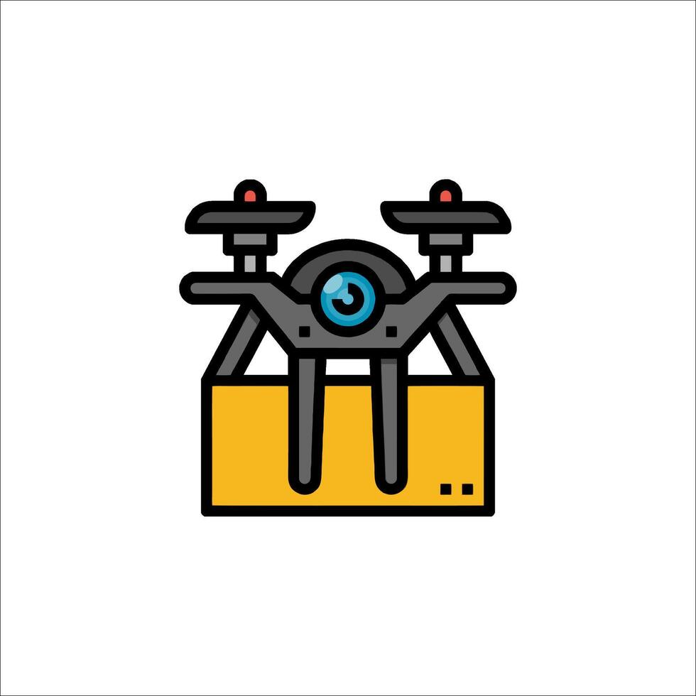 A drone is sitting on a box with a camera on it vector