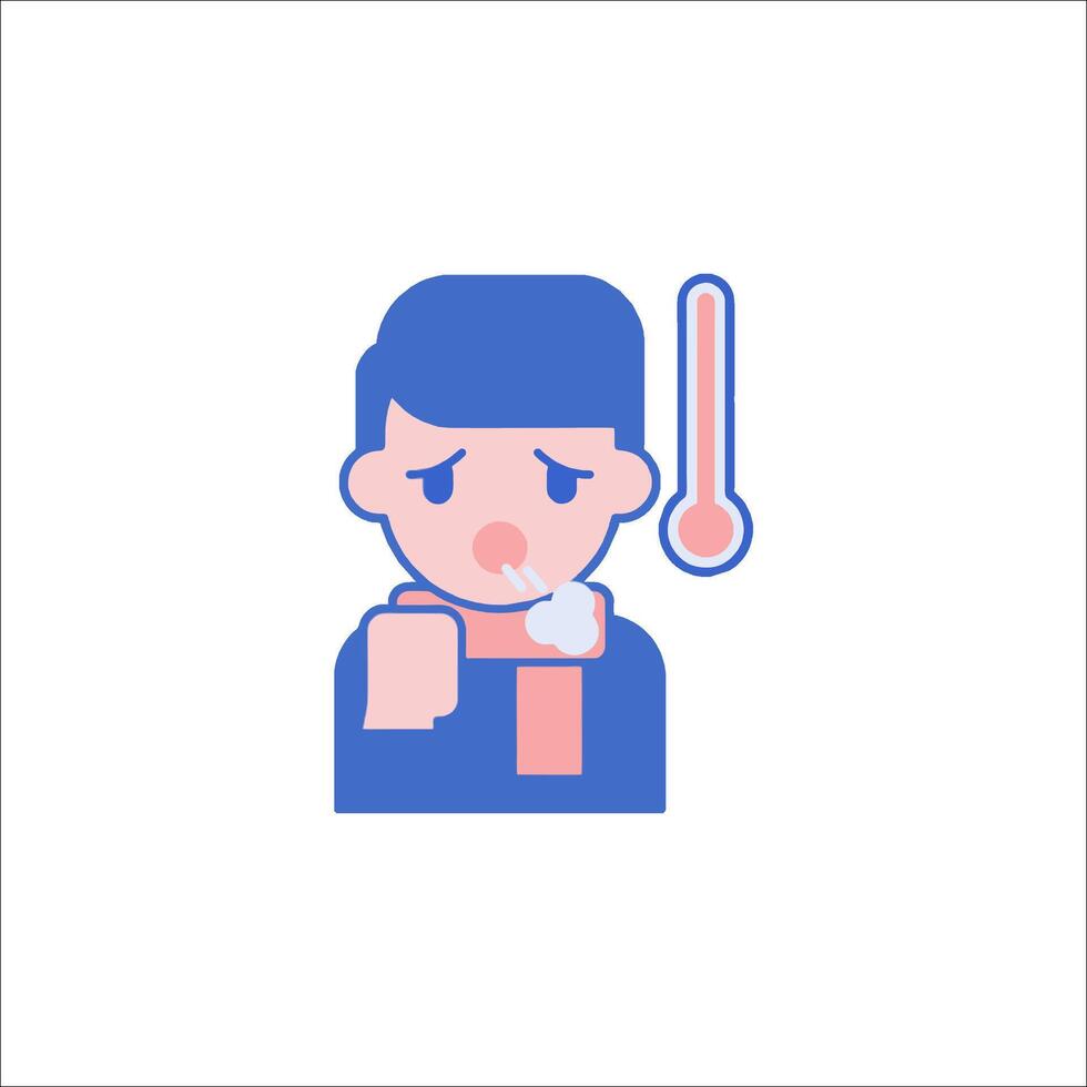A man with a thermometer in his mouth vector