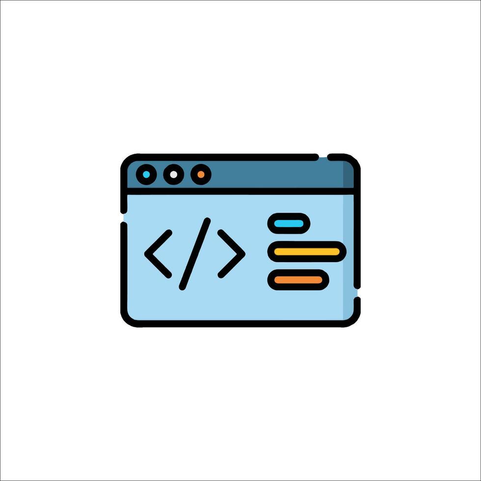 A computer screen with a code symbol on it vector