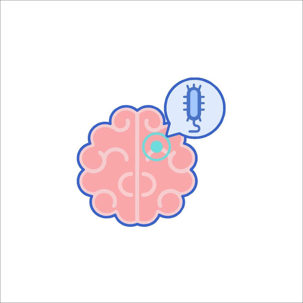 A brain with a virus on it vector