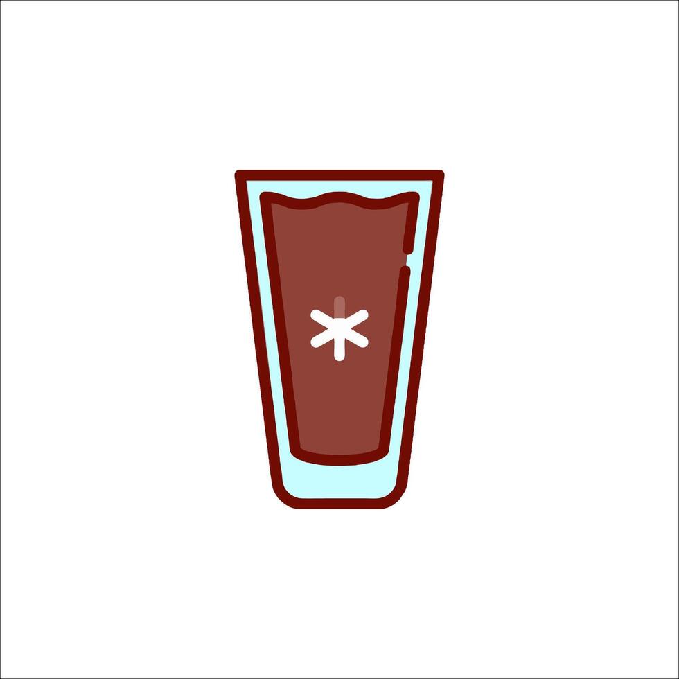 A glass of red liquid with a cross on it vector
