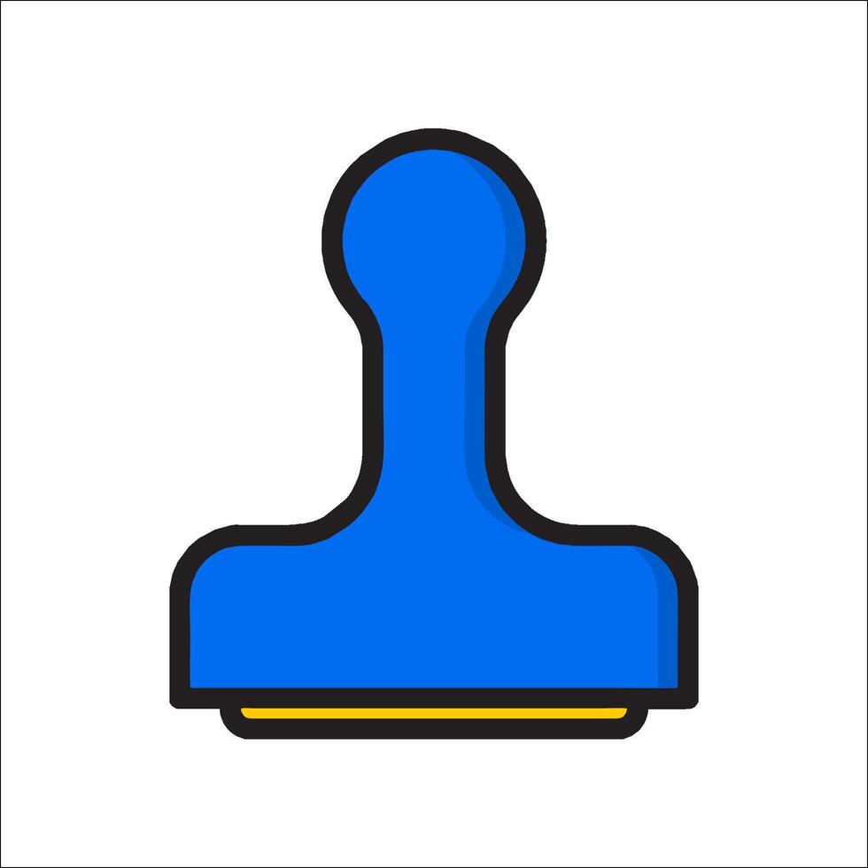 A blue stamp with a yellow handle vector