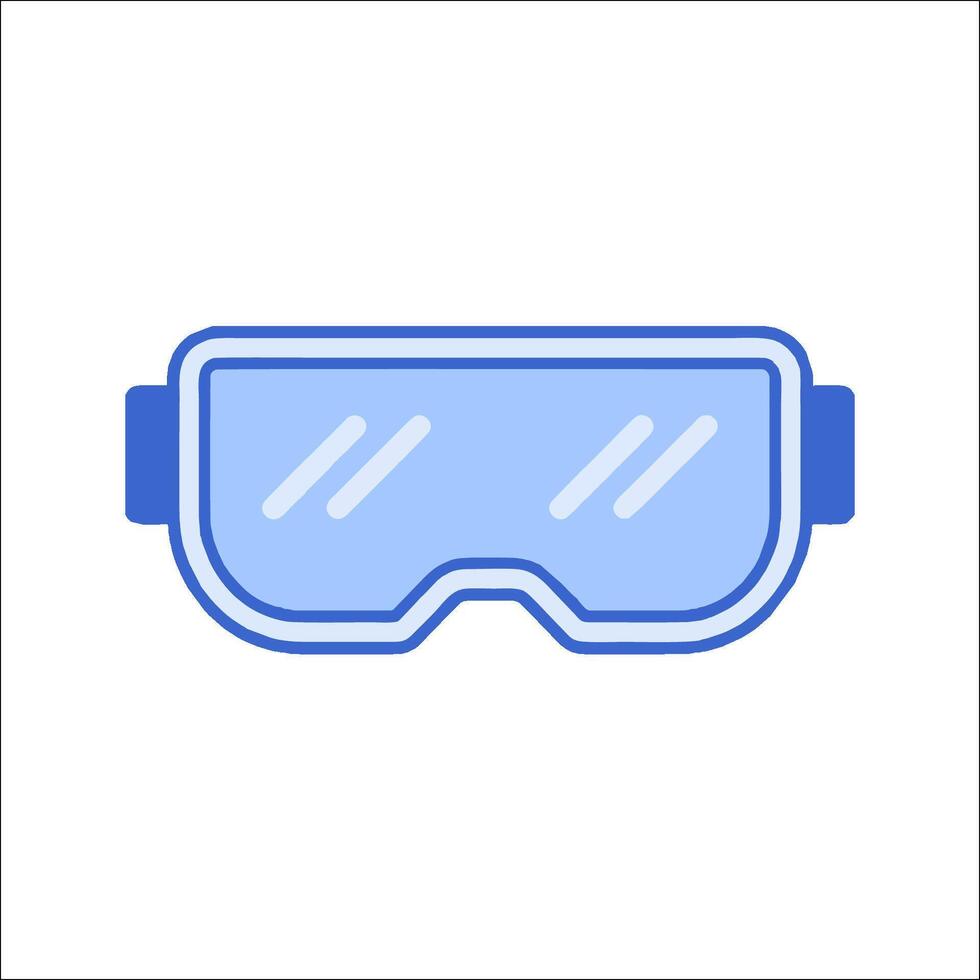 A blue safety goggles icon on a white background vector