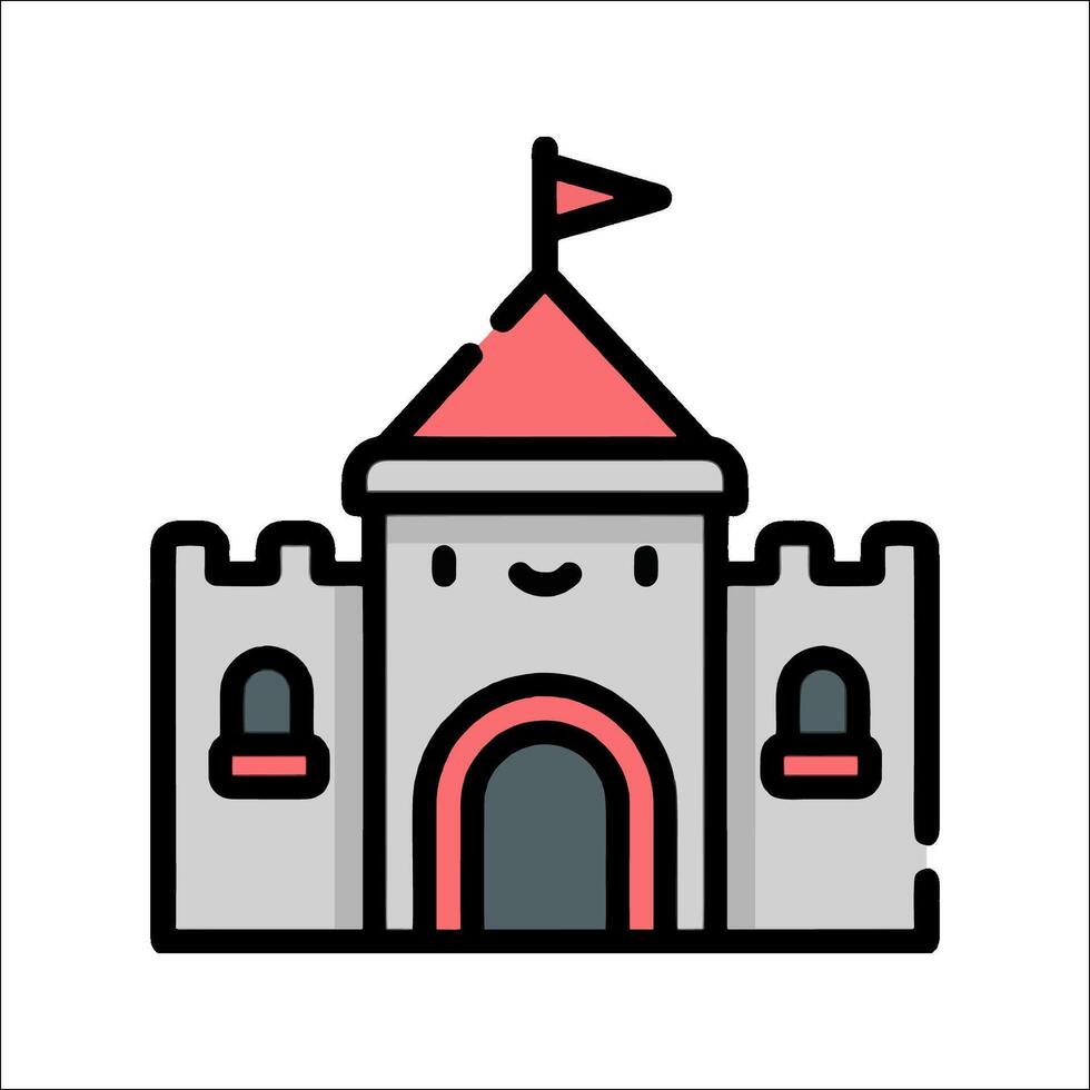 A castle icon with a flag on top vector