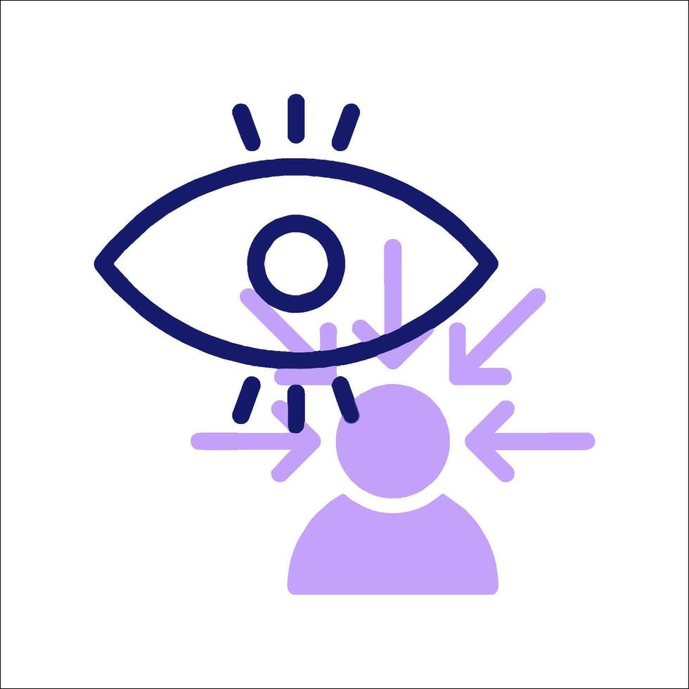 An icon of an eye with a person in the middle vector