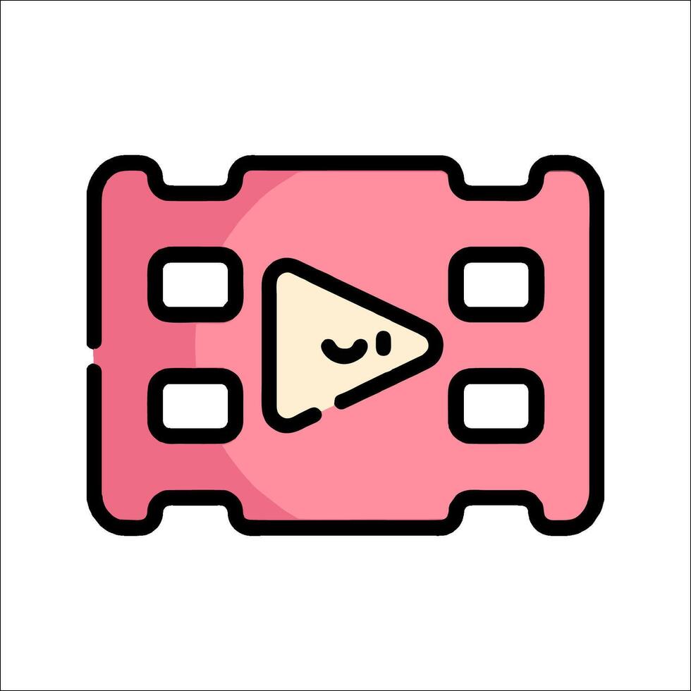 A pink tape icon with a smiley face vector