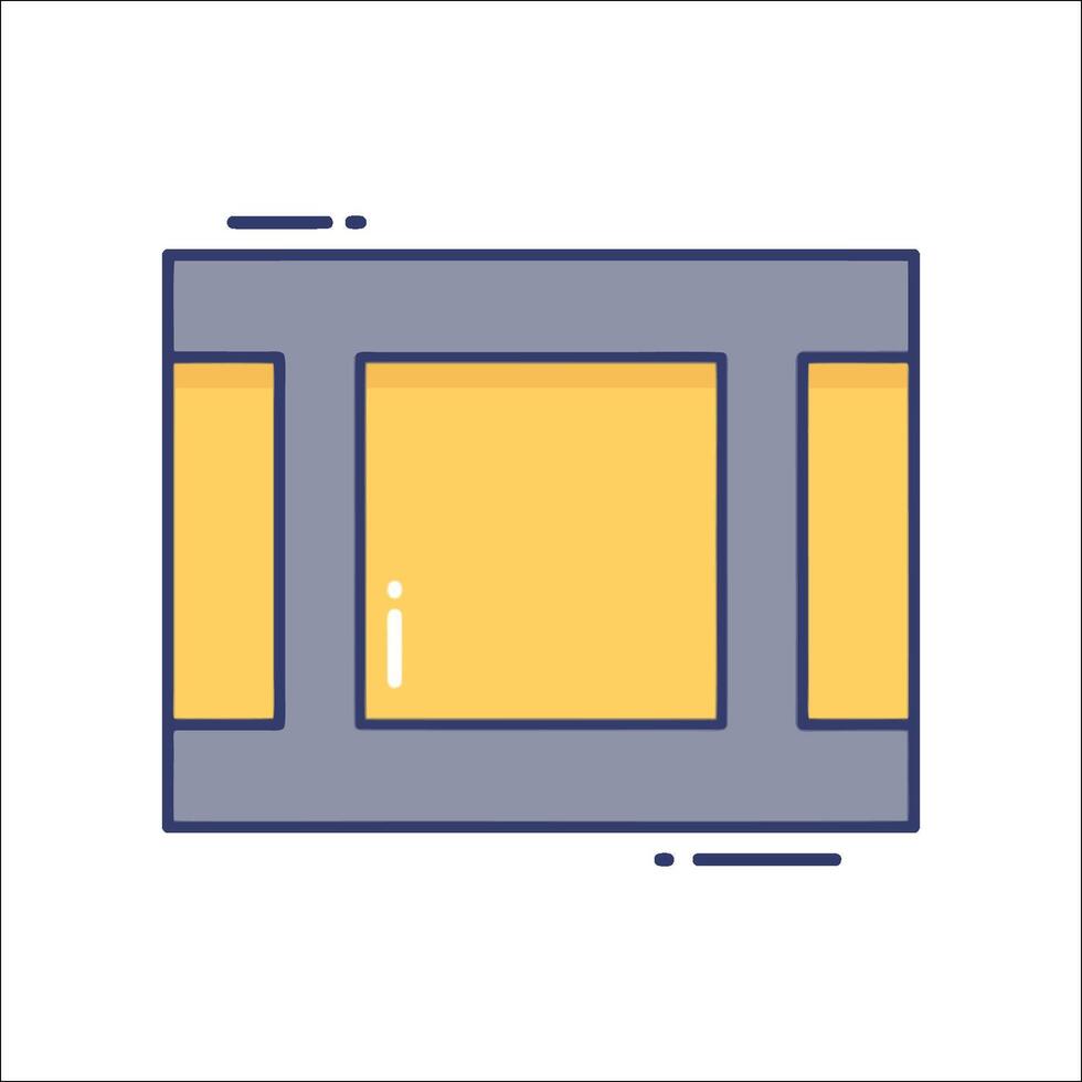 A yellow and blue square with a window in it vector