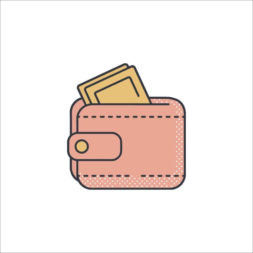 Wallet icon with money in it vector