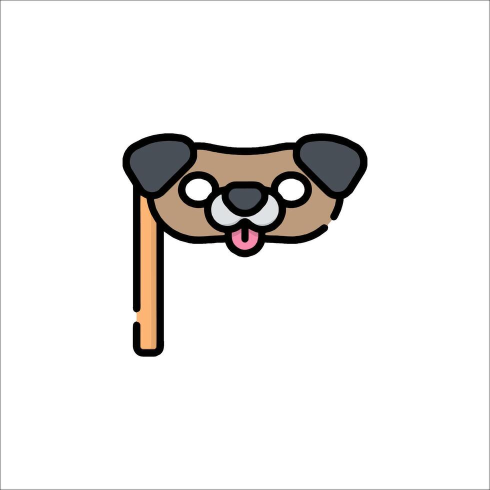 A pug dog mask with a stick on it vector