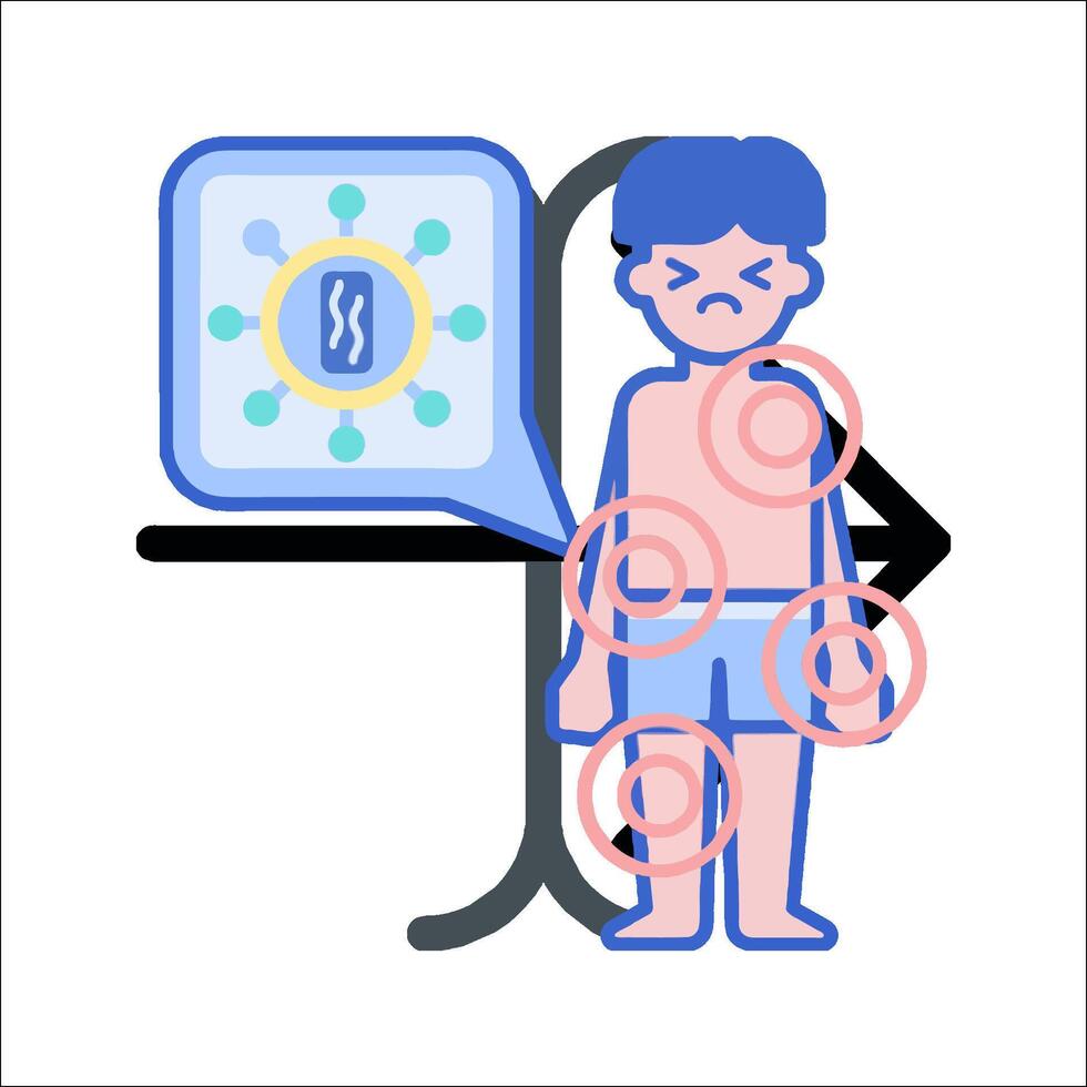 Illustration of a man with a virus on his body vector