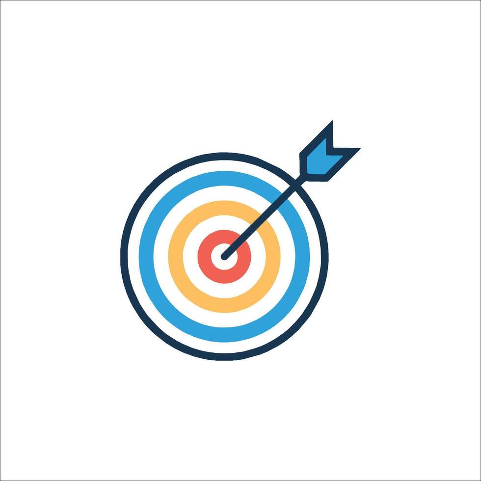 Target icon with arrow in the center of the target vector