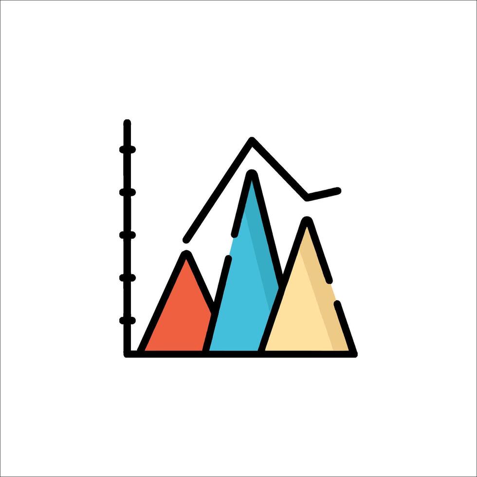 A graph icon with a line and a bar graph vector