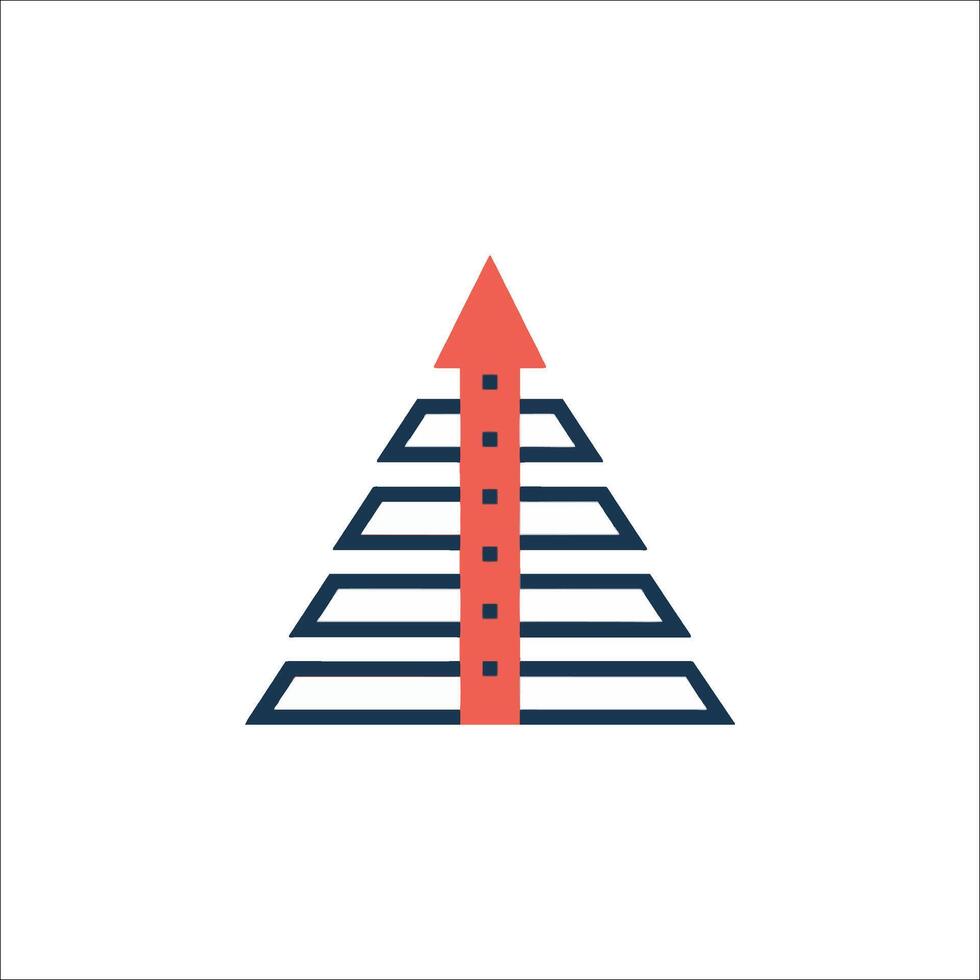A pyramid with an arrow pointing up vector