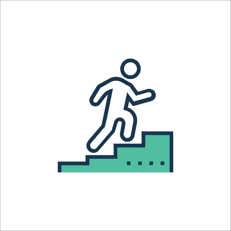 A man is running up a staircase icon vector