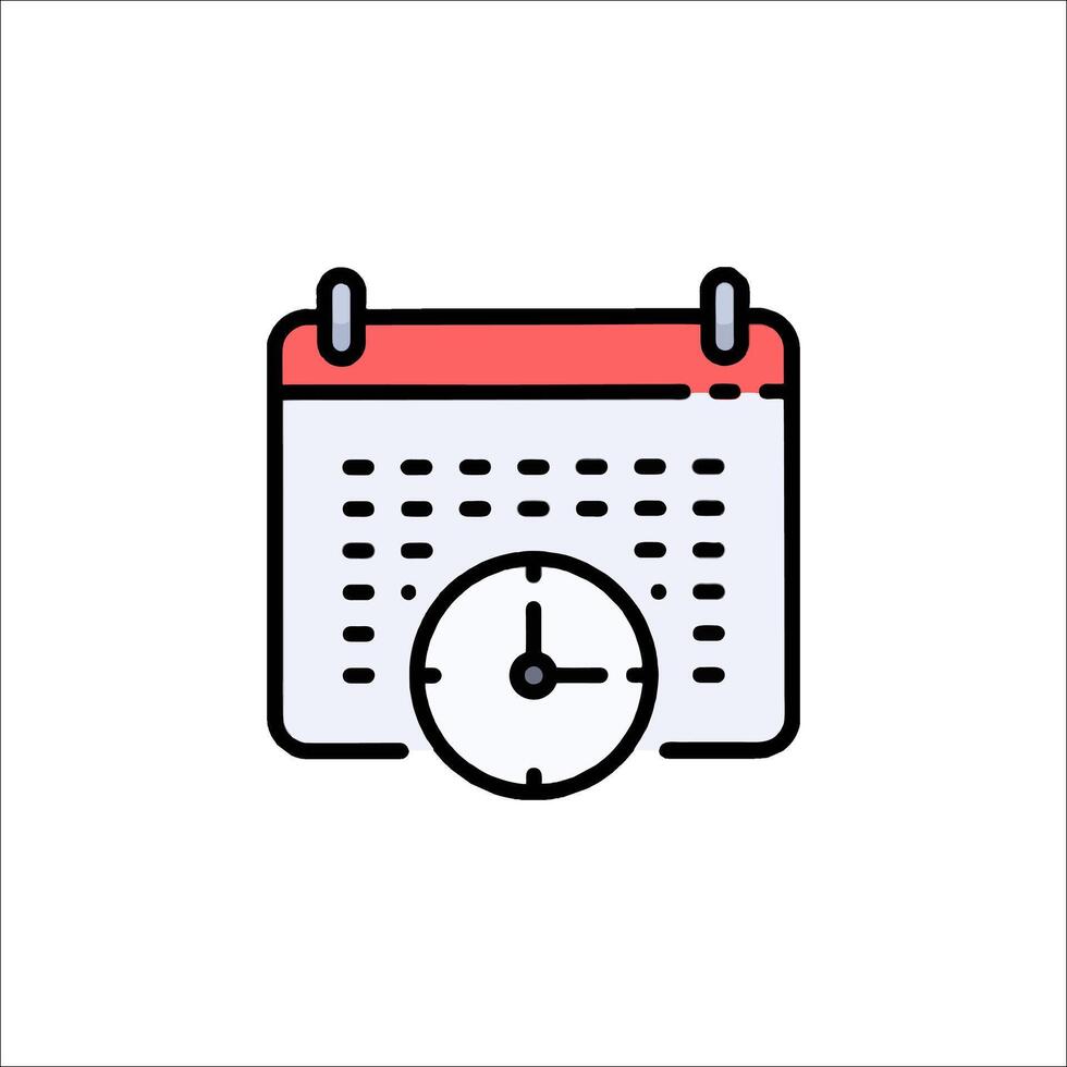 Calendar icon with clock illustration vector