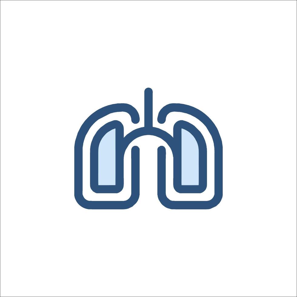 Lungs icon, blue line icon, isolated on white background vector