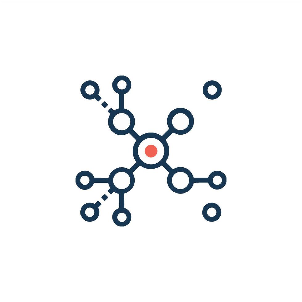 A blue and red icon of a network vector