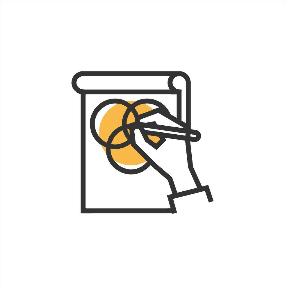 A hand holding a pen and a piece of paper with a heart vector