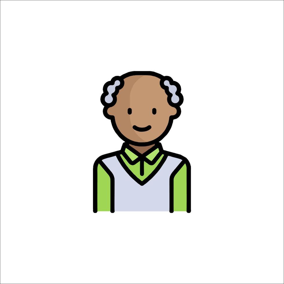 An old man with a green shirt and vest vector