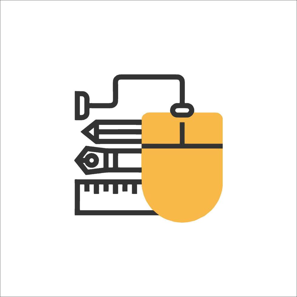 A mouse and pencil icon on a white background vector