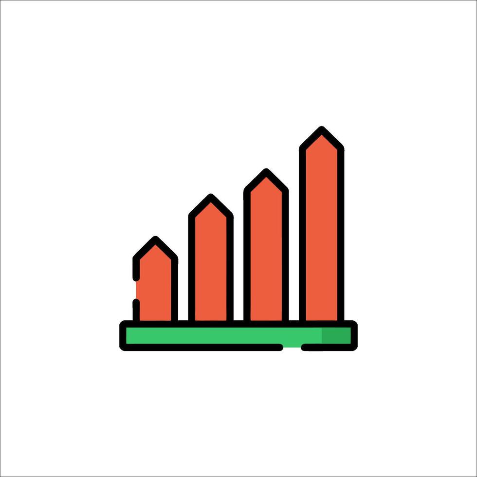 A graph icon with a red and green bar vector