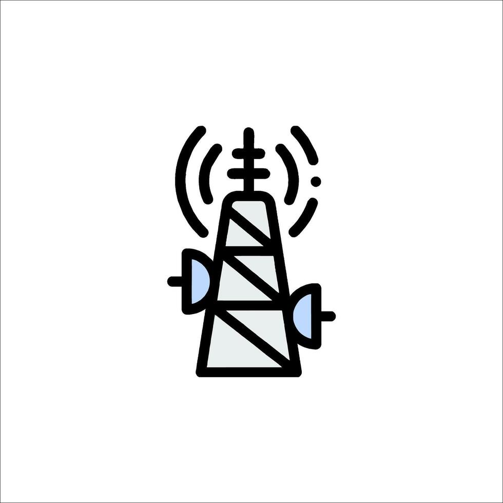 A wireless tower icon with a radio antenna vector